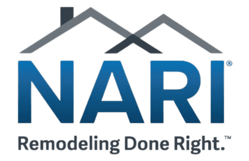 Logo of NARI (National Association of the Remodeling Industry) with the text "Remodeling Done Right" beneath stylized roof icons.